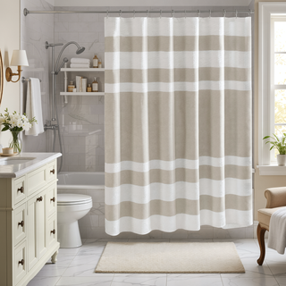 Sunvega Reversible Cotton Bath Rug with Plush Stripes and Textured Massage