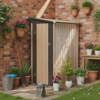 Sunvega 5FT x 3FT Grey Outdoor Pent Roof Garden Tool Storage Shed House