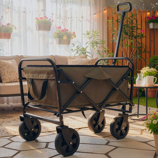 Sunvega Foldable Collapsible Wagon Cart with Extention Dual-Layer Design All-Terrain Wheels