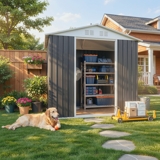 Sunvega Pent Roof Outdoor Storage Shed with Aluminum Alloy Frame and Sliding Door
