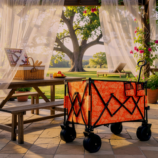 Sunvega Heavy-Duty 480lbs Folding Wagon Cart with Picnic Mat and All-Terrain Wheels