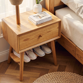 Sunvega 60cm Natural Wood Compact Dresser Bistro Table with Storage Drawer
