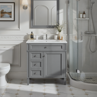 Sunvega Modern Minimalist 30'' Bathroom Vanity with Top Sink and Ample Storage