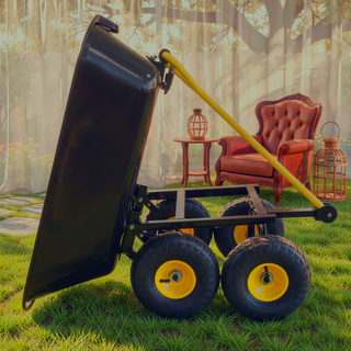 Sunvega Folding Garden Dump Truck with Steel Frame and 10-Inch Pneumatic Tires