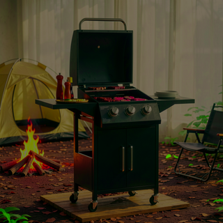 Sunvega 2 Burner Portable Gas BBQ Grill with Lid Thermometer and Foldable Legs