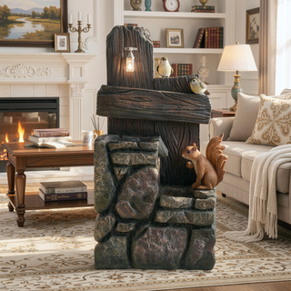 Sunvega Decorative Brown Water Fountain with Otter Design Light and Pump