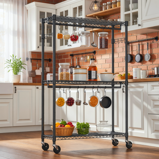 Sunvega Heavy Duty Rolling Garment Rack with Wheels and Adjustable Height for Versatile Use