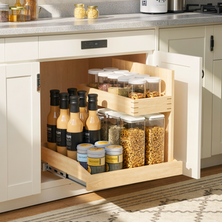 Sunvega 2 Tier Pull Out Cabinet Organizer with Soft Close and U Bracket