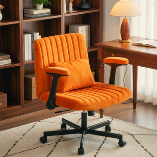 Sunvega Orange Criss Cross Armrest Office Chair with Wheels for Home Office