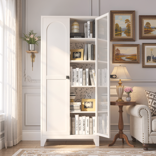Sunvega 2 Shapely Steel Storage Cabinet with Lock and Adjustable Shelves for Kitchen Bedroom