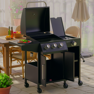Sunvega 2 Burner Portable Gas BBQ Grill with Lid Thermometer and Foldable Legs