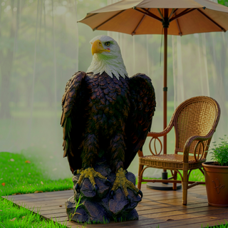 Sunvega Hand-Painted Bald Eagle Garden Statue with 24.4-inch Tall Resin Construction