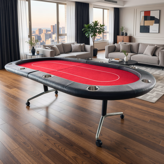 Sunvega Foldable Rolling 10-Player Casino Style Poker Table with Cup Holders