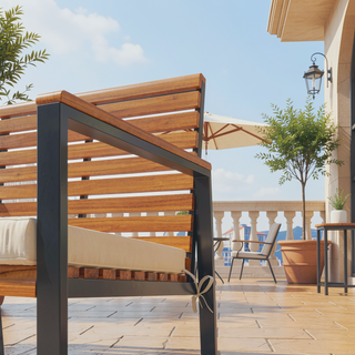 Sunvega Acacia Wood Rocking Chairs Set of 2 with Cushions and Armrests for Patio