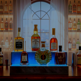 Sunvega 24 Inch Freestanding LED Lighted Liquor Bottle Display Shelf with App Remote Control