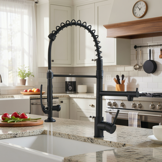 Sunvega Pull Down Kitchen Faucet with Sprayer in Black and Nickel Finish