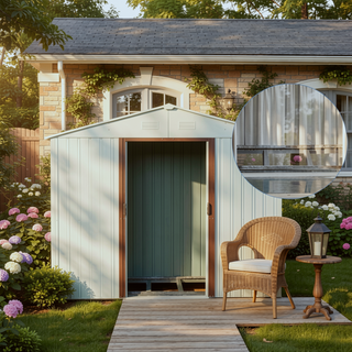 Sunvega 8x4ft Outdoor Metal Storage Shed with Galvanized Steel Panels and Foundation