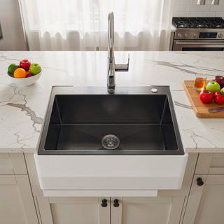Sunvega 32x19 Inch Overmount Single Bowl Kitchen Sink in Brushed Nickel