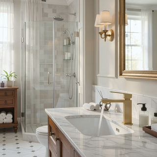Sunvega Single Hole Bathroom Faucet with Ceramic Cartridge in Brushed Gold