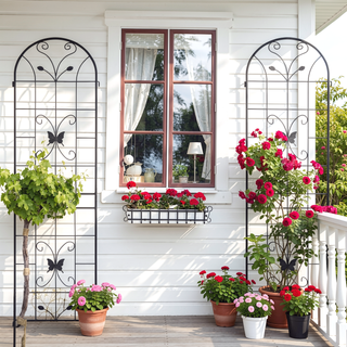Sunvega Rustproof Metal Garden Trellis for Climbing Plants Outdoor Flower Support