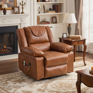 Sunvega Black PU Remote-Controlled Heating and Massage Assistive Recliner for Seniors