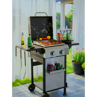 Sunvega 2-Burner Propane Gas BBQ Grill With 24600BTU Output And Foldable Side Table