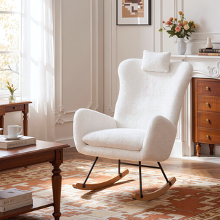 Sunvega Soft and Thick Upholstered Nursery Rocking Chair with High Backrest