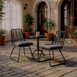 Sunvega Transitional Polyethylene Rattan Dining Chairs with Water-Resistant Cushions