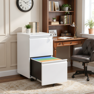 Sunvega 2 Drawer Mobile File Cabinet with Lock for Legal Letter A4 Size