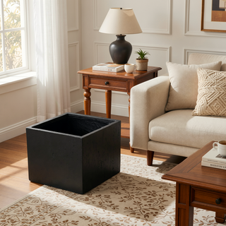 Sunvega Square Cast Stone Planter Box for Outdoor Patio and Backyard