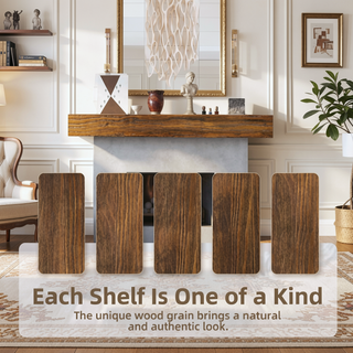 Sunvega Handcrafted Pine Wood Fireplace Mantel Shelf with Distinctive Wood Grain