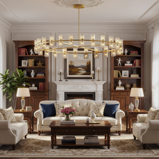 Sunvega Luxury Double Crystal Ring LED Chandelier Lighting for Modern Dining Room