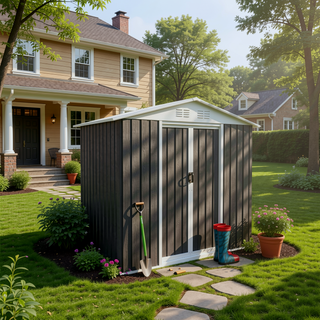 Sunvega Pent Roof Outdoor Storage Shed with Aluminum Alloy Frame and Sliding Door