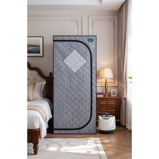 Sunvega Full Size Portable Grey Steam Sauna Tent with Remote Control and Foldable Chair