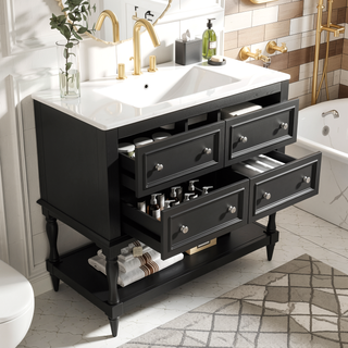 Sunvega 36 Inch Freestanding Vanity Cabinet with Sink Combo and 4 Drawers