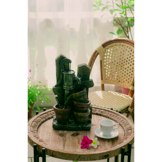 Sunvega 4-Tier Cascading Water Fountain with LED Light for Indoor or Outdoor