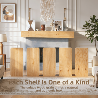 Sunvega Handcrafted Pine Wood Fireplace Mantel Shelf with Distinctive Wood Grain
