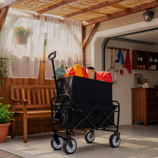 Sunvega Foldable Collapsible Wagon Cart with Extention Dual-Layer Design All-Terrain Wheels