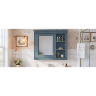 Sunvega Modern Wall Mounted Mirror Cabinet with 3 Open Shelves for Bathroom Storage