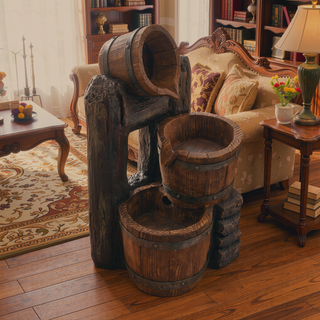 Sunvega Decorative Brown Water Fountain with Otter Design Light and Pump