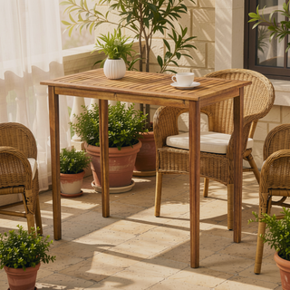 Sunvega Minimalist Acacia Wood Outdoor Bar Table with Dark Gray Finish