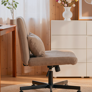 Sunvega Adjustable Ergonomic Armless Office Chair with Plush Linen Upholstery