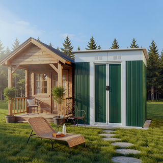 Sunvega Pent Roof Outdoor Storage Shed with Aluminum Alloy Frame and Sliding Door