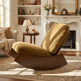 Sunvega Solid Wood Frame Corduroy Upholstery Glider Rocking Chair for Nursery