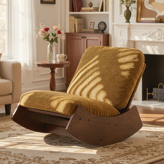 Sunvega Solid Wood Frame Corduroy Upholstery Glider Rocking Chair for Nursery