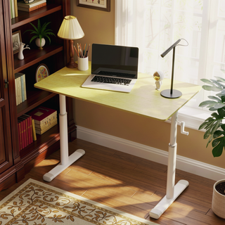 Sunvega Height Adjustable Hand Crank Sit Stand Home Office Desk for Study Room