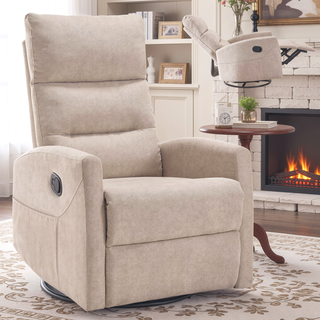 Sunvega Manual Recliner Chair with 360 Degree Swivel and Rocking Function in Grey Fabric