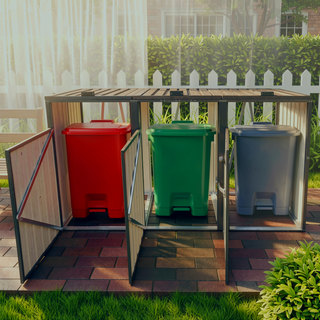 Sunvega Metal Outdoor Garbage Bin Shed for Storage with Corrosion Resistant Steel
