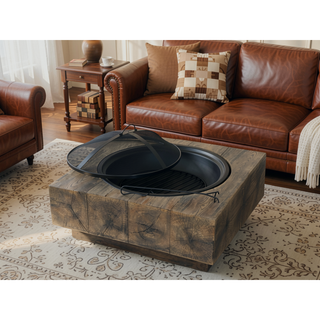 Sunvega Outdoor Wood-Burning Fire Pit with Durable Wood Grain Composite Design