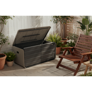 Sunvega 120 Gallon All-Weather Waterproof Lockable Outdoor Metal Storage Box with Wheels